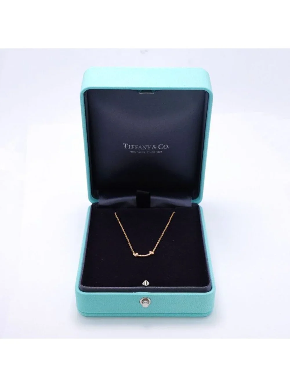 Tiffany & Co Necklace T Smile Mini 18k Pink Gold Diamond